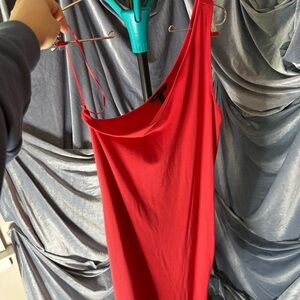 Banana republic red one shoulder midi dress size medium valentines